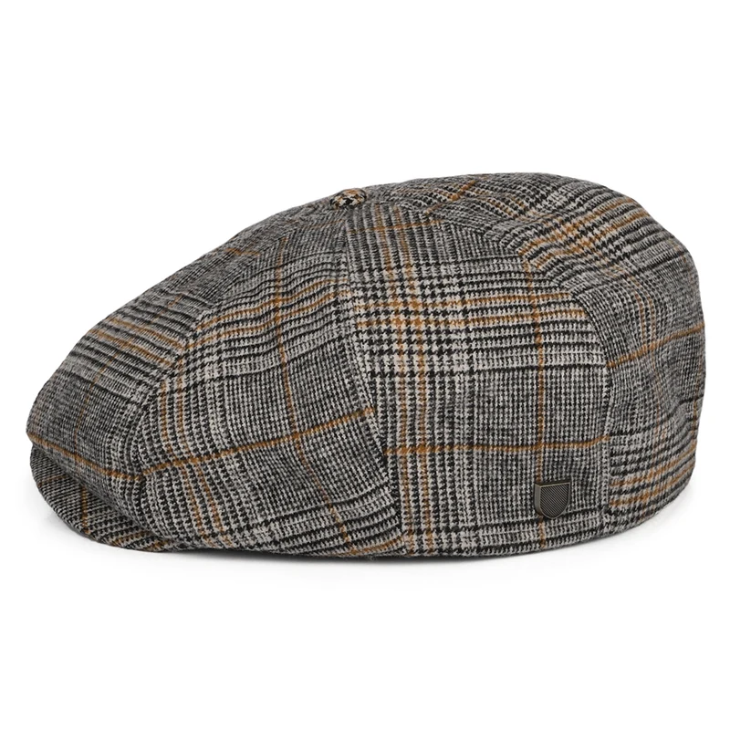 Casquette Gavroche Prince-de-Galles Brood blanc cassé-noir-orange BRIXTON
