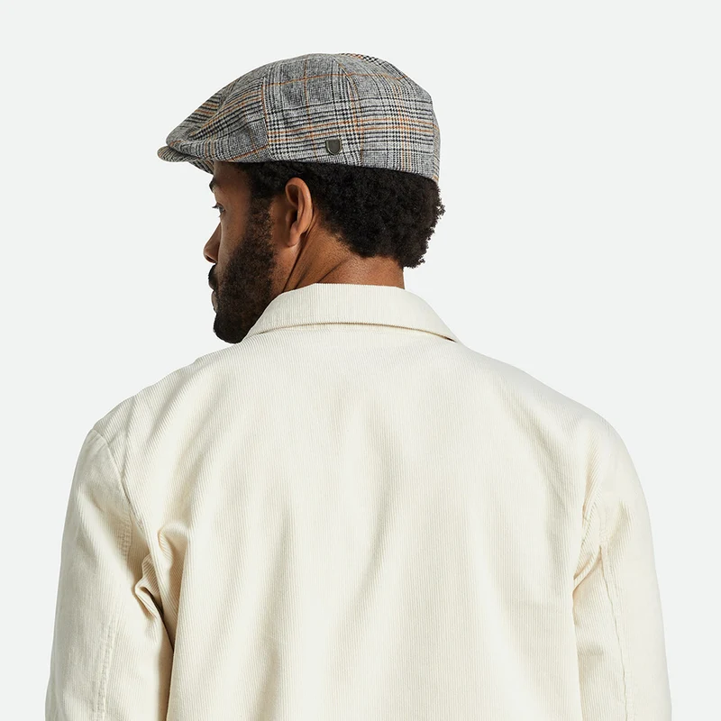 Casquette Gavroche Prince-de-Galles Brood blanc cassé-noir-orange BRIXTON
