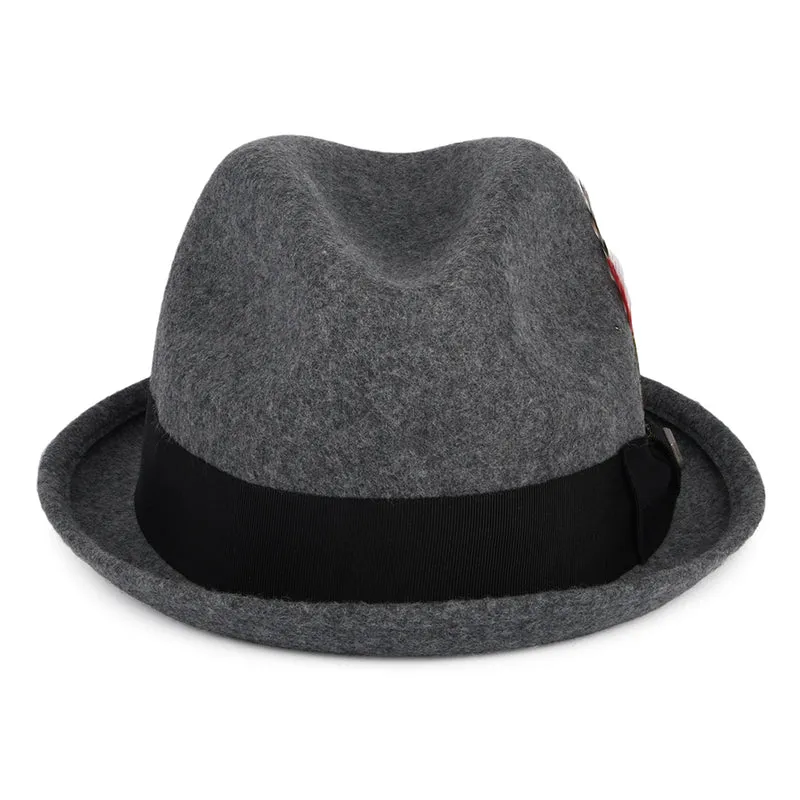 Chapeau Trilby en Laine Feutrée Gain gris chiné foncé BRIXTON