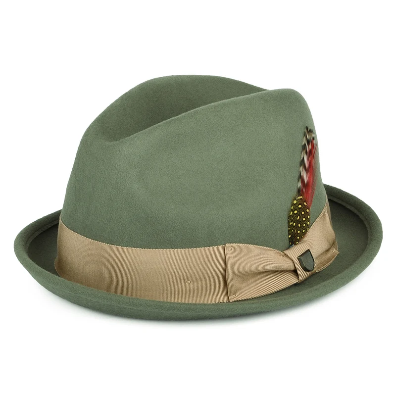 Chapeau Trilby en Laine Feutrée Gain olive BRIXTON