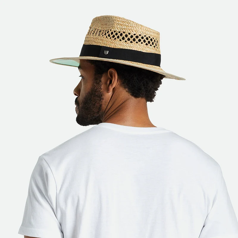 Chapeau Fedora en Paille Hunter beige sable BRIXTON