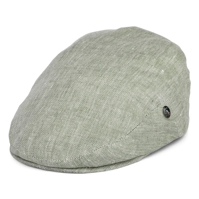 Casquette Plate en Lin à Micro Chevrons sauge CITY SPORT