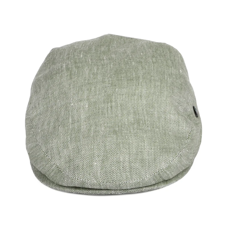 Casquette Plate en Lin à Micro Chevrons sauge CITY SPORT