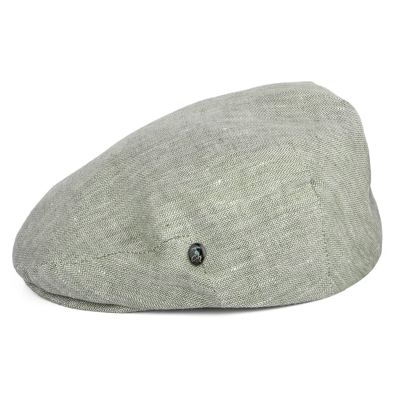 Casquette Plate en Lin à Micro Chevrons sauge CITY SPORT