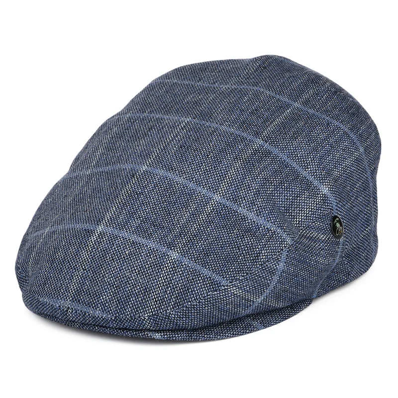 Casquette Plate en Coton Mélangé à Carreaux bleu marine-bleu CITY SPORT