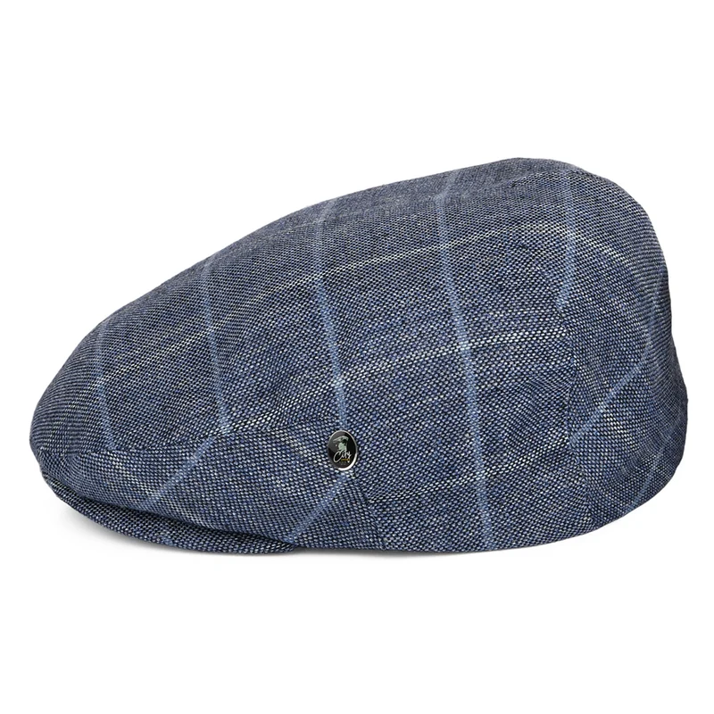 Casquette Plate en Coton Mélangé à Carreaux bleu marine-bleu CITY SPORT