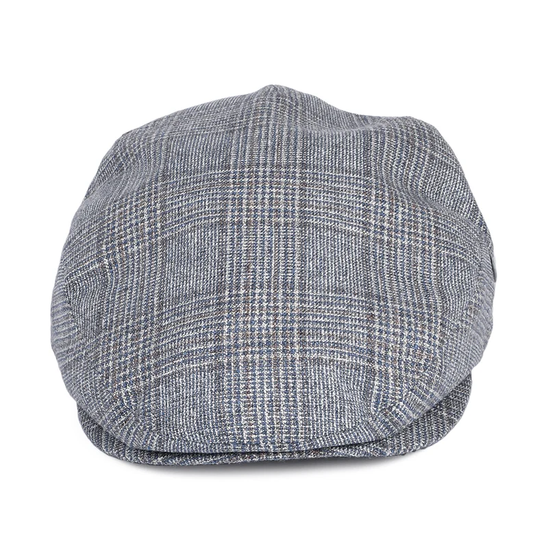 Casquette Plate en Soie et Laine Prince-de-Galles bleu-marron CITY SPORT