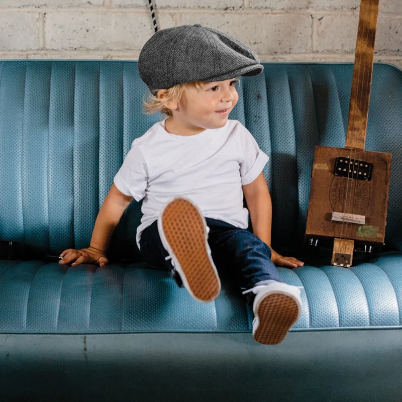 Casquette Gavroche Enfant à Chevrons Brood gris-noir BRIXTON
