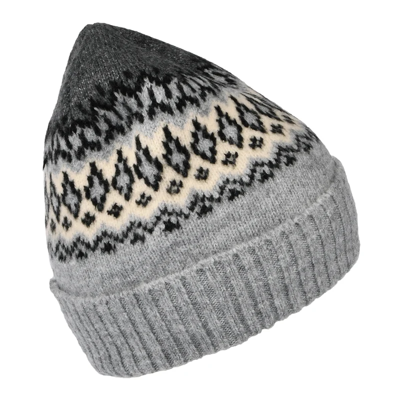 Bonnet à Revers Fair Isle Gregoris gris chiné BARTS