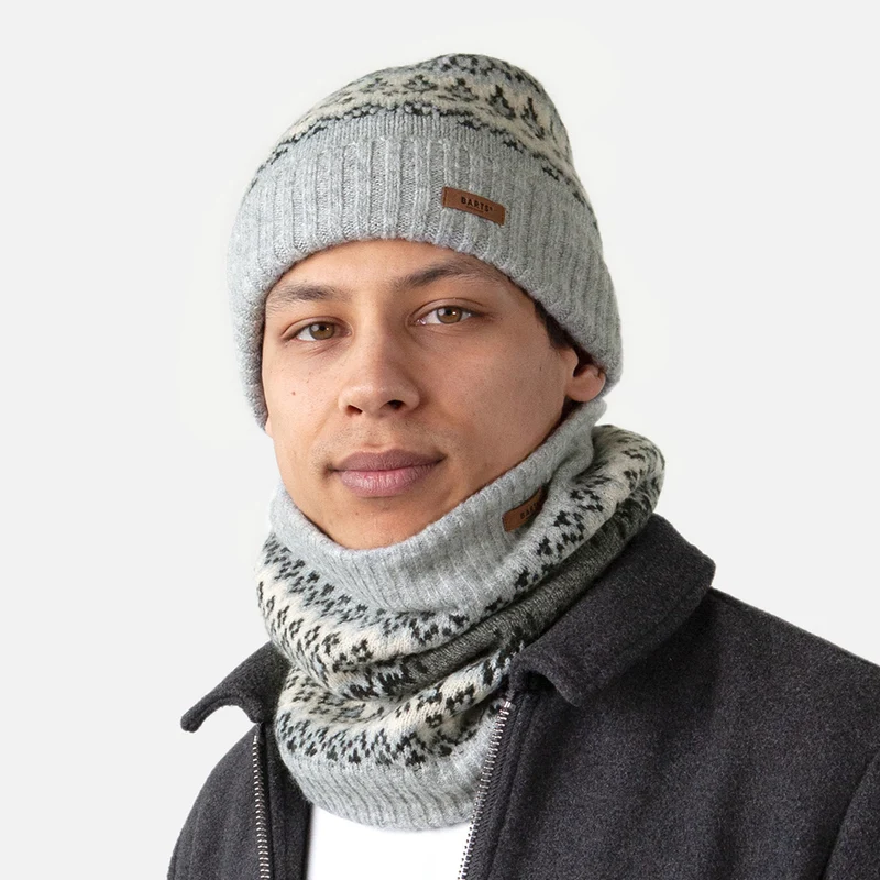 Bonnet à Revers Fair Isle Gregoris gris chiné BARTS