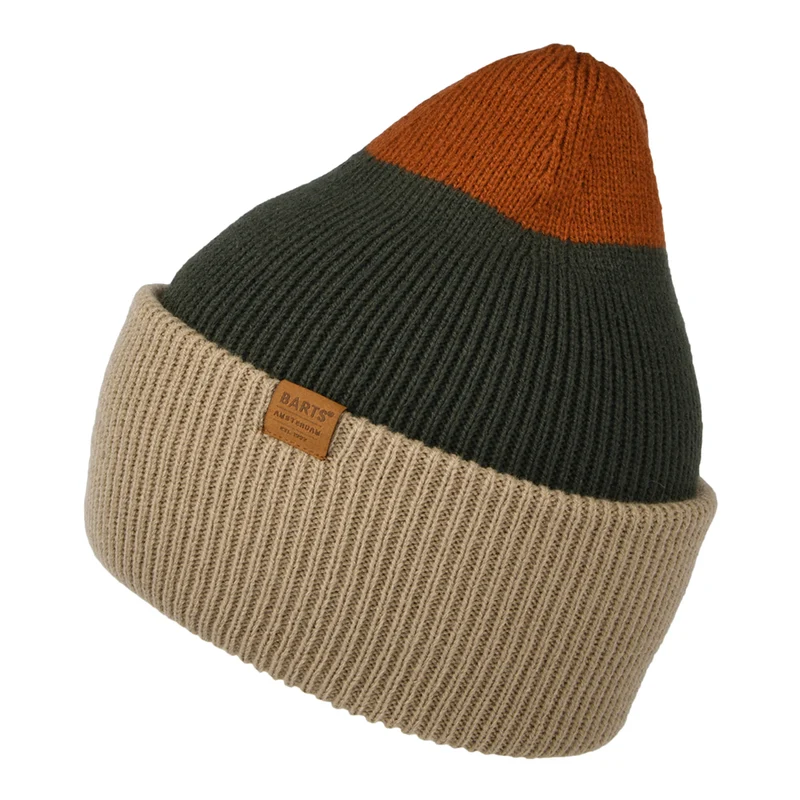 Bonnet à Revers Semmoe taupe-olive-rouge BARTS
