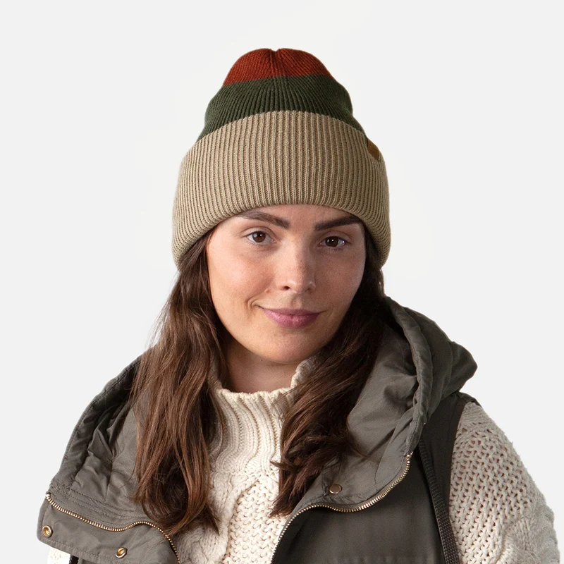 Bonnet à Revers Semmoe taupe-olive-rouge BARTS