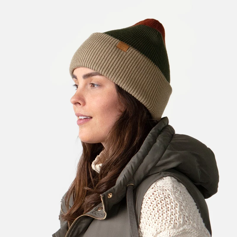 Bonnet à Revers Semmoe taupe-olive-rouge BARTS