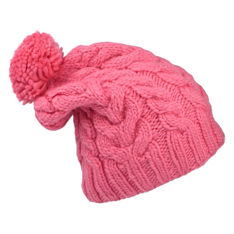 Bonnet à Pompon Long rose bonbon KUSAN