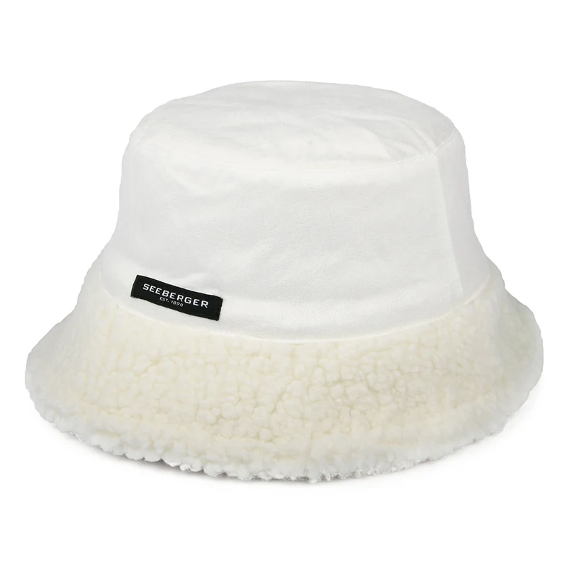 Chapeau Bob Réversible en Sherpa blanc cassé SEEBERGER