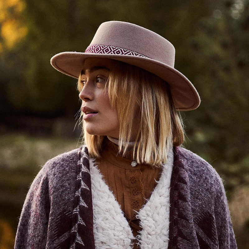 Chapeau Canotier en Laine Feutrée Fawne marron clair BARTS