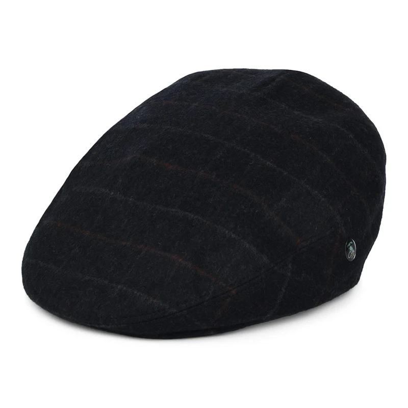 Casquette Plate en Laine Loden à Carreaux bleu marine CITY SPORT