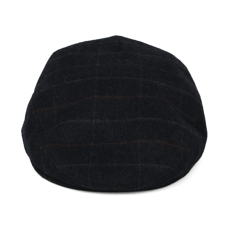 Casquette Plate en Laine Loden à Carreaux bleu marine CITY SPORT