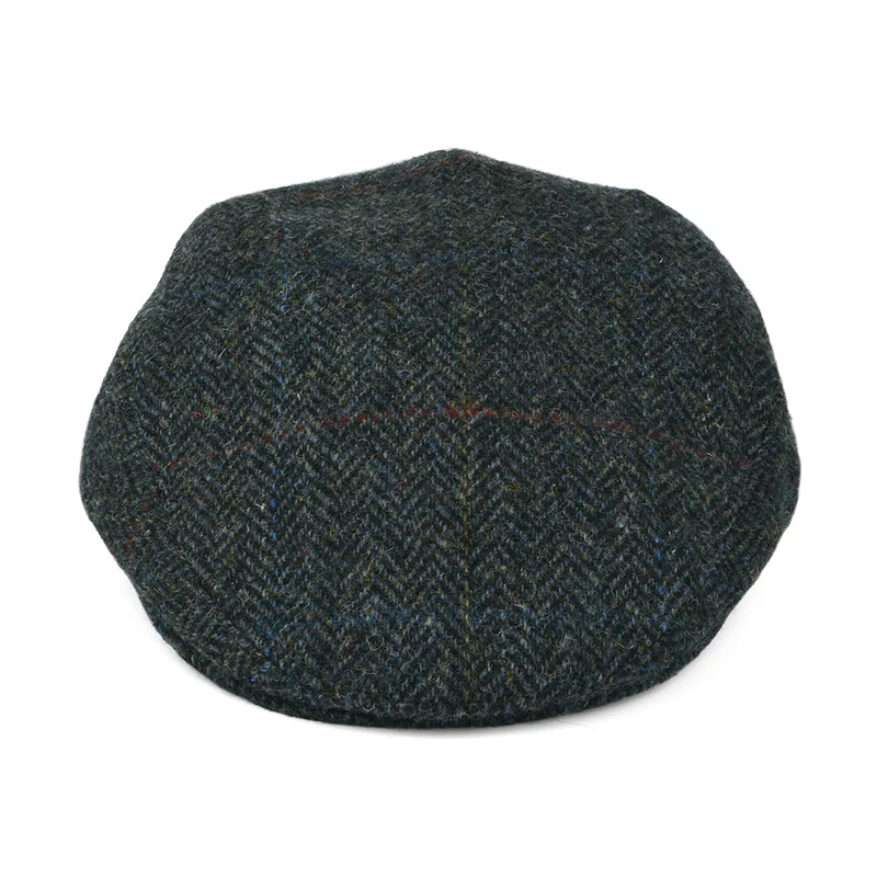 Casquette Plate en HARRIS TWEED à Carreaux et Chevrons gris-bleu CITY SPORT