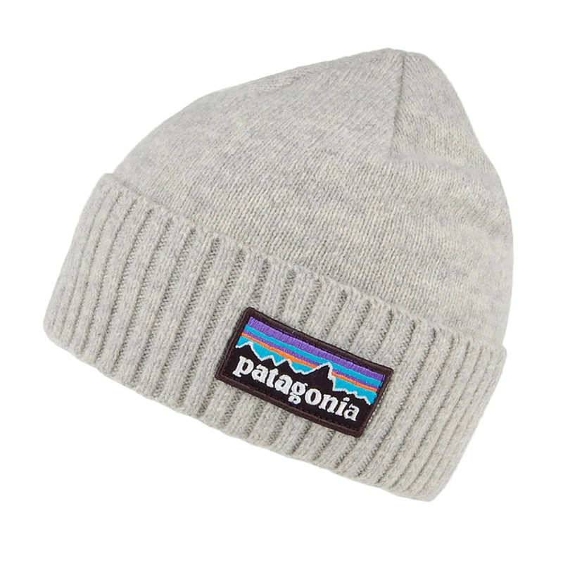 Bonnet en Laine Recyclée Brodeo P-6 Logo gris PATAGONIA