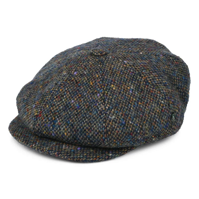 Casquette Gavroche en Tweed du Donegal Chiné Calotte Profonde bleu-multi CITY SPORT