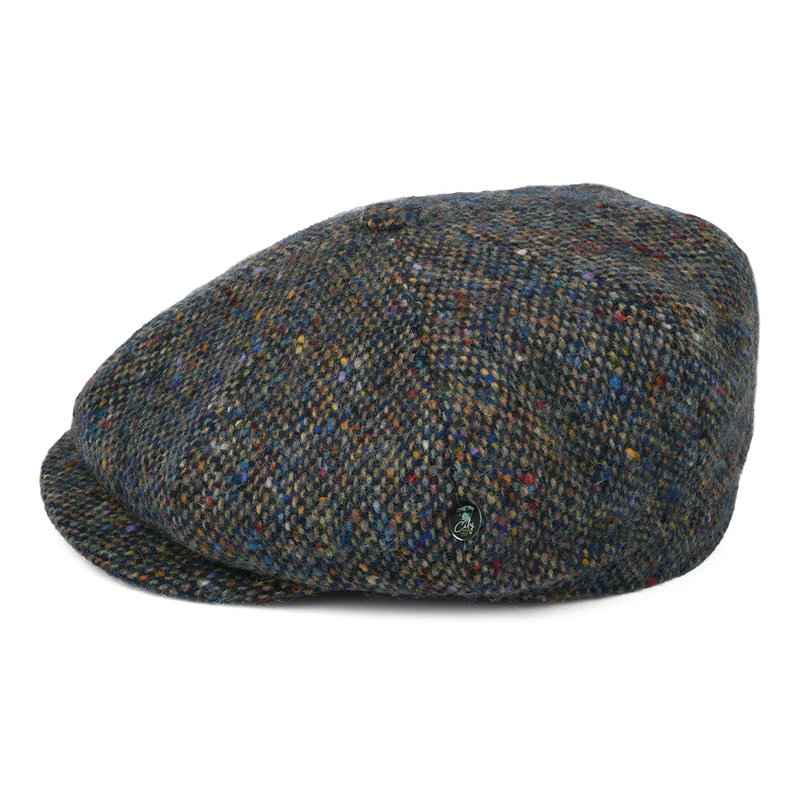 Casquette Gavroche en Tweed du Donegal Chiné Calotte Profonde bleu-multi CITY SPORT