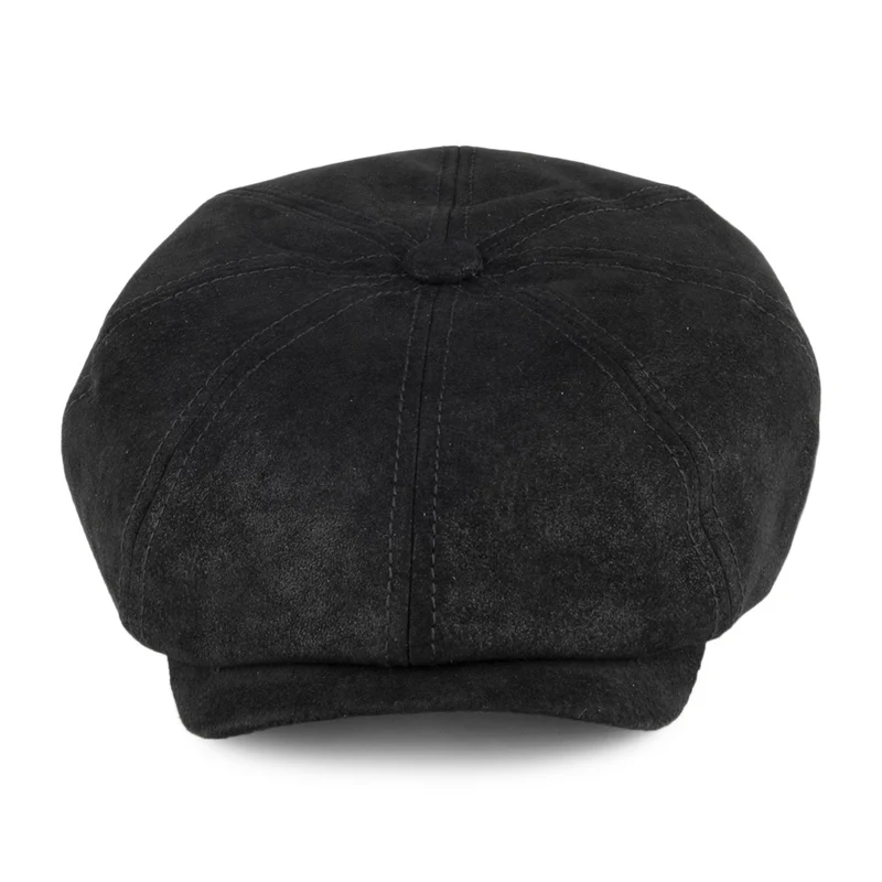 Casquette Gavroche en Cuir Hatteras noir STETSON