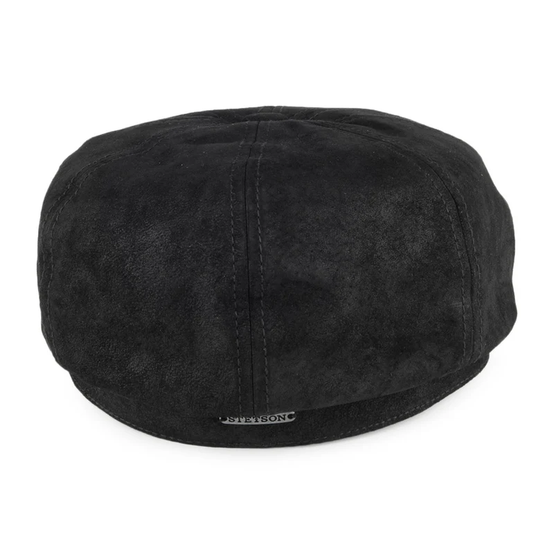 Casquette Gavroche en Cuir Hatteras noir STETSON