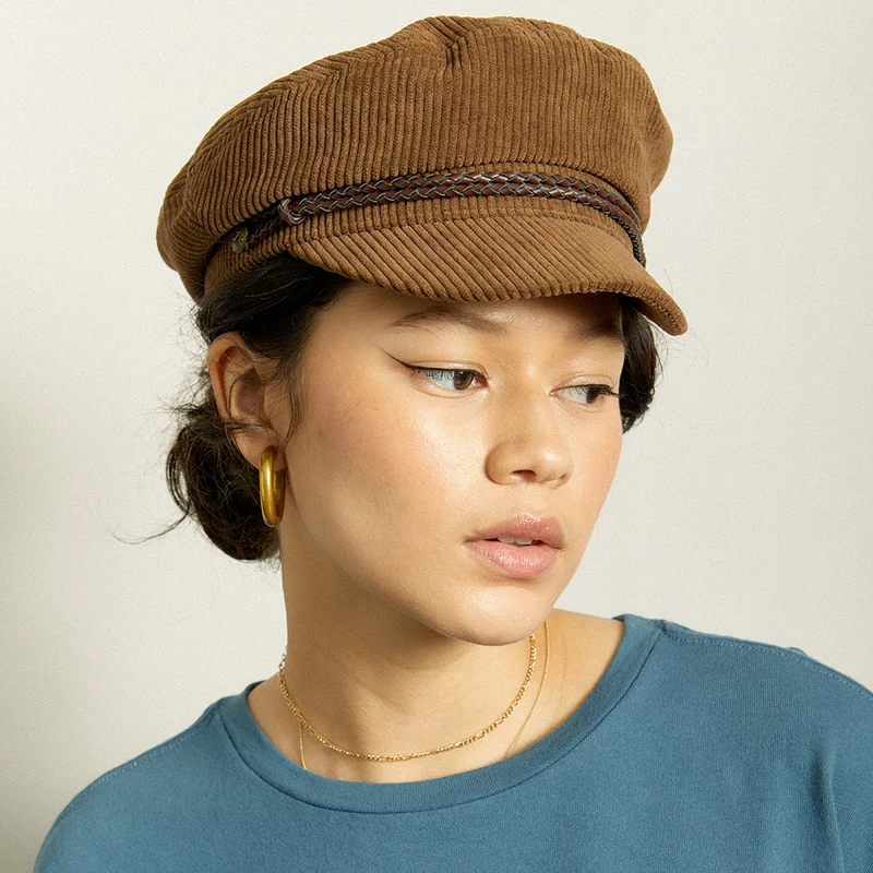 Casquette de Marin en Velours Côtelé Ashland marron clair BRIXTON