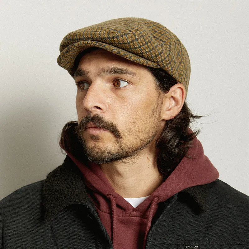 Casquette Plate Pied-de-Poule Hooligan olive clair-marron BRIXTON