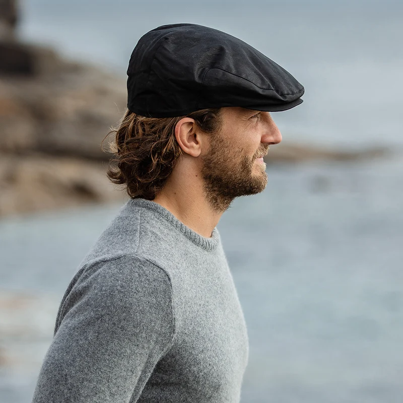 Casquette Plate en Toile Cirée noir JAXON & JAMES - VENTE EN GROS