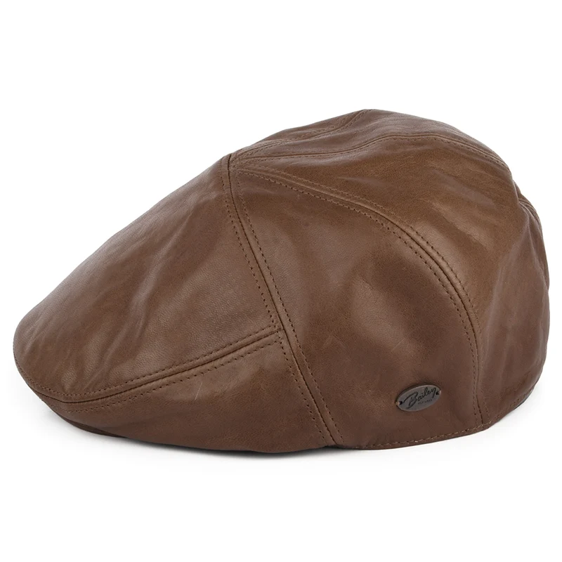 Casquette Plate en Cuir Reffell marron BAILEY