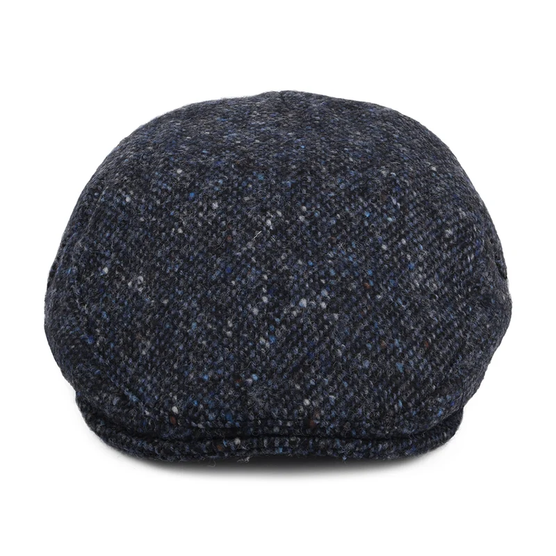 Casquette Plate en Tweed du Donegal Chiné Foyle bleu-noir JAXON & JAMES