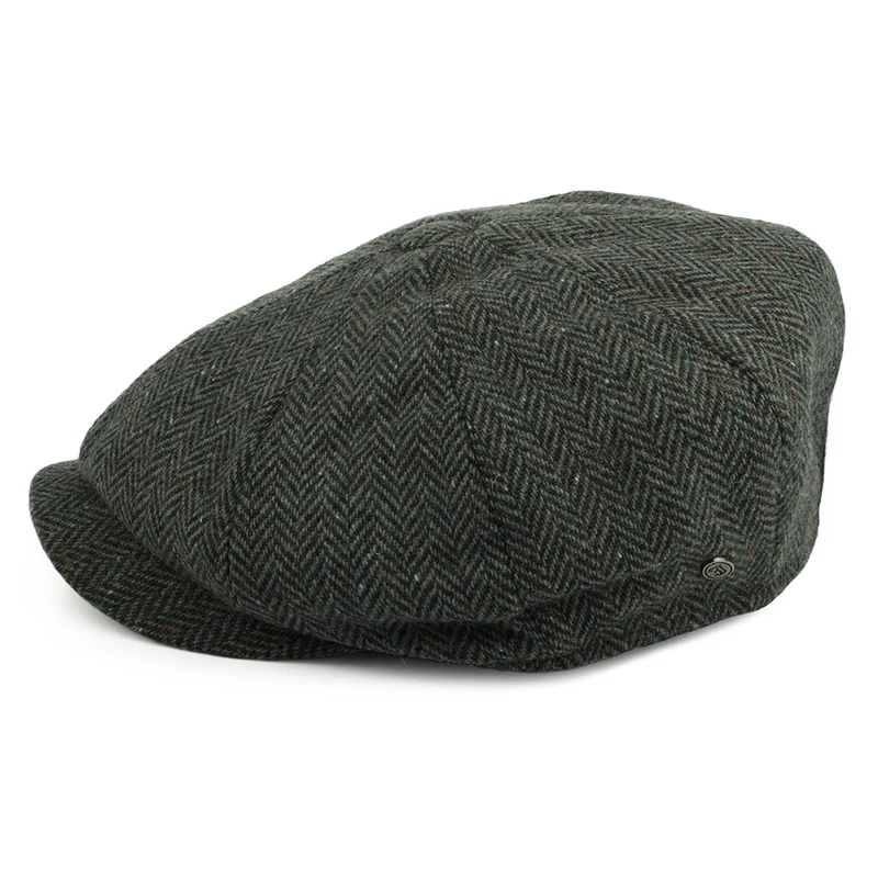 Casquette Gavroche en Tweed du Donegal à Chevrons Bridgetown forêt-sauge JAXON & JAMES