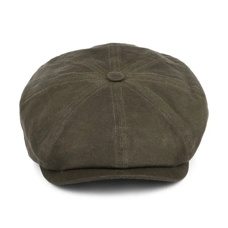Casquette Gavroche Vintage en Coton Ciré Avec Protège-Oreilles Hatteras olive STETSON