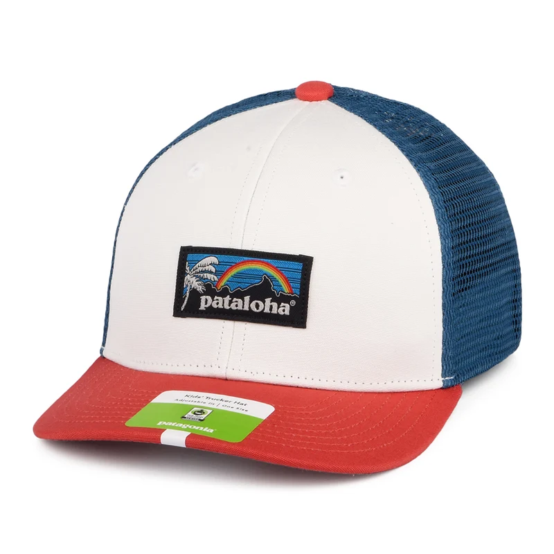 Casquette Trucker Enfant en Coton Bio Patalokahi Label blanc-rouge-bleu PATAGONIA