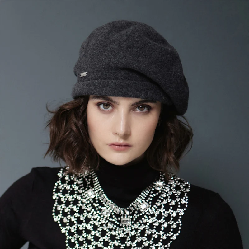 Béret en Laine Vierge Bouillie anthracite SEEBERGER