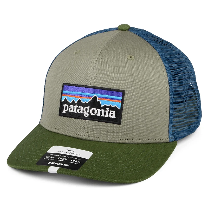 Casquette Trucker en Coton Bio P-6 Logo khaki-olive-bleu PATAGONIA