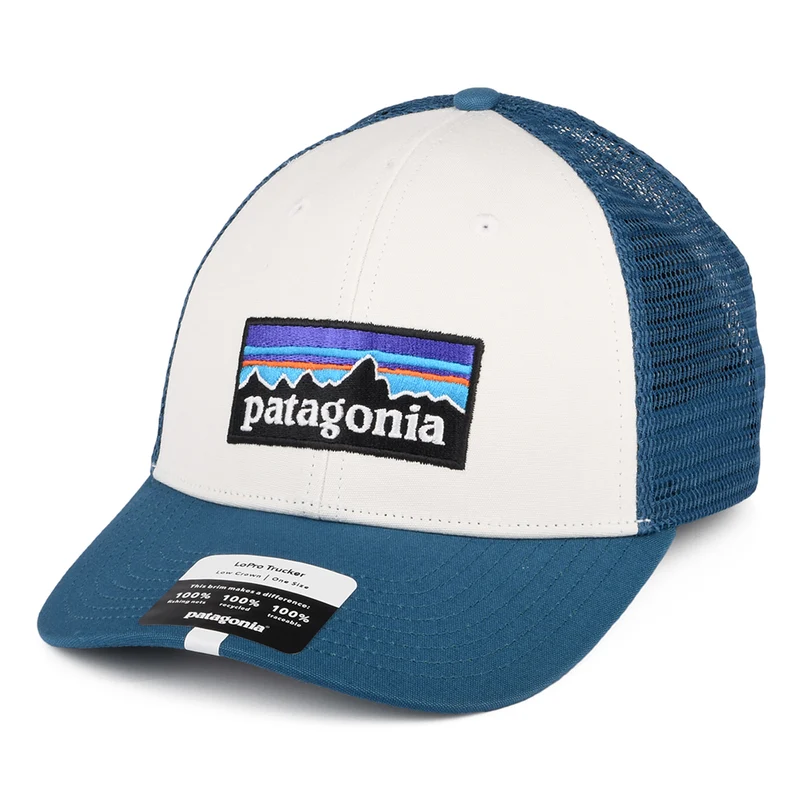 Casquette Trucker en Coton Bio LoPro P-6 Logo blanc-bleu sarcelle PATAGONIA