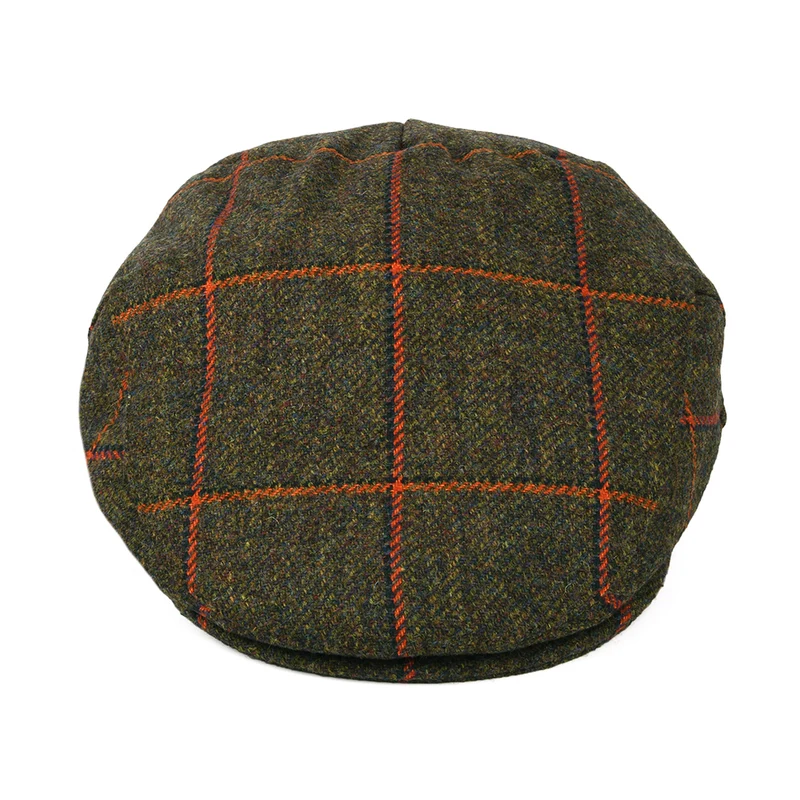 Casquette Plate Imperméable à Carreaux olive-orange FAILSWORTH