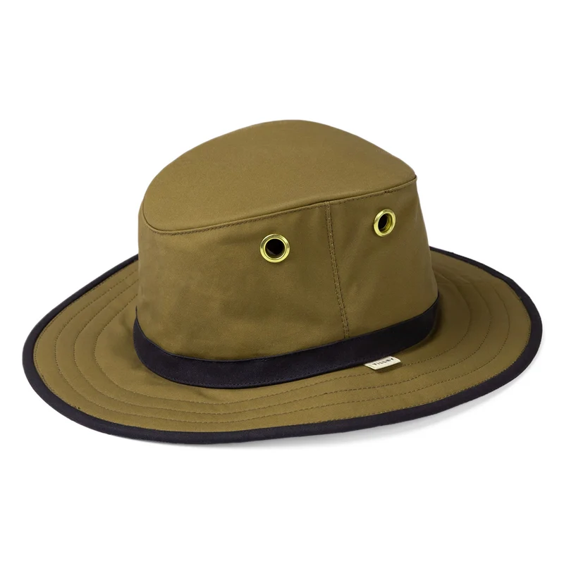 Chapeau Australien en Coton Ciré TWC7 beige sable-bleu marine TILLEY