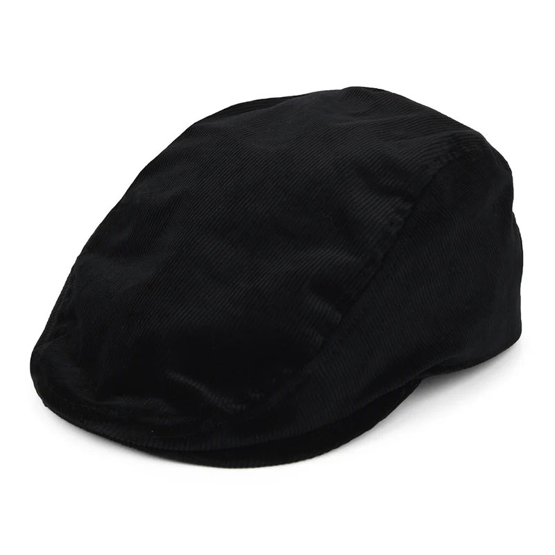 Casquette Plate en Velours Côtelé noir KANGOL
