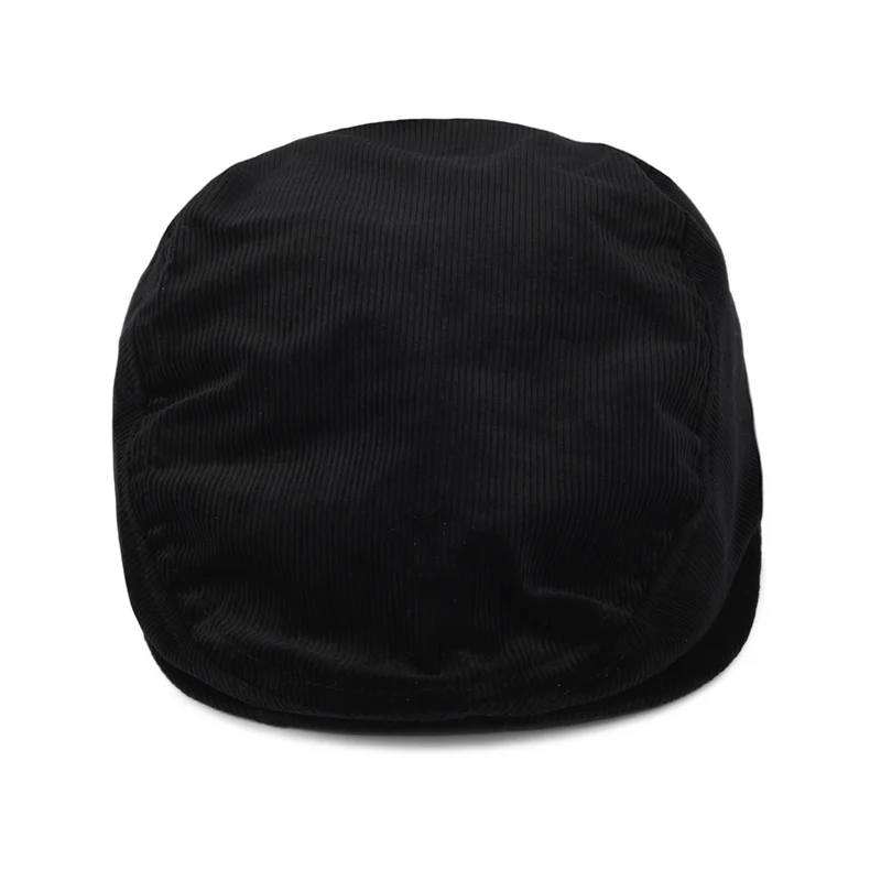 Casquette Plate en Velours Côtelé noir KANGOL