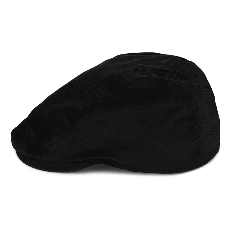 Casquette Plate en Velours Côtelé noir KANGOL