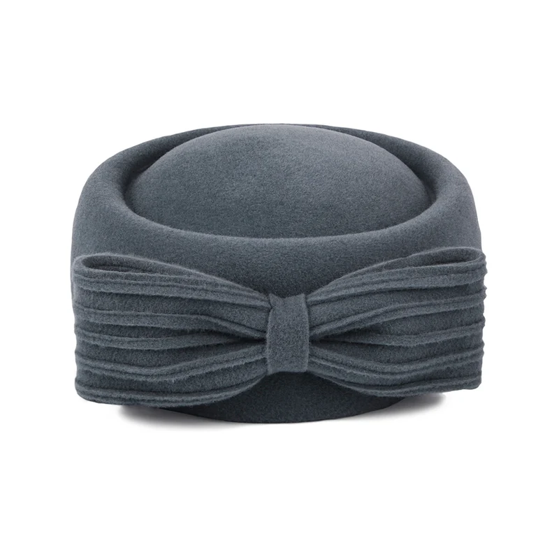 Chapeau Calot en Laine Jackie O Loop Bow anthracite WHITELEY