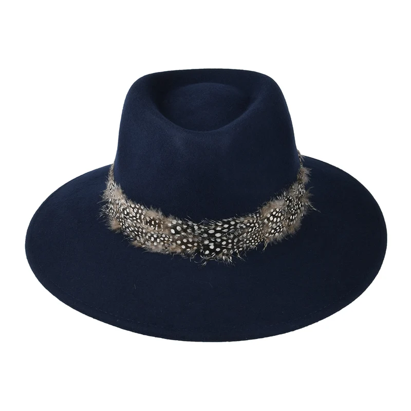 Chapeau Fedora Plume Country bleu marine FAILSWORTH