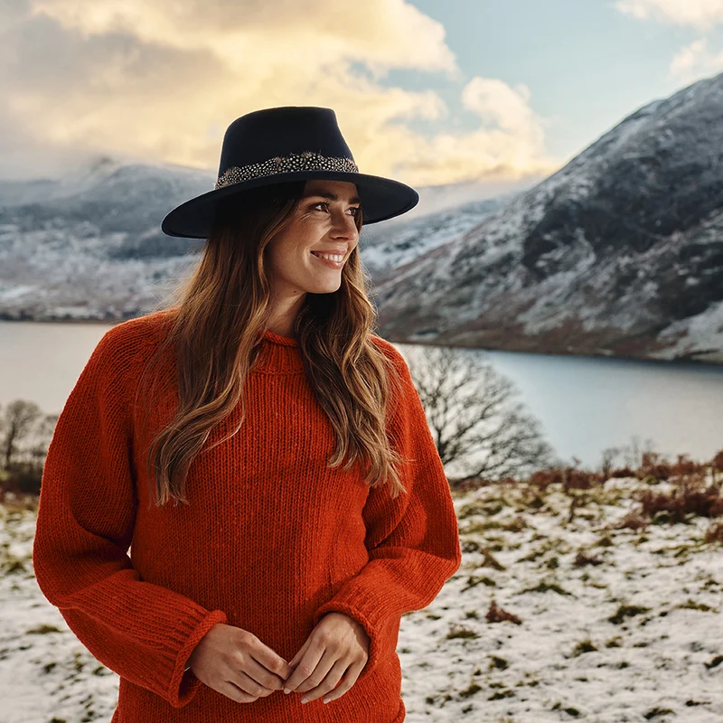 Chapeau Fedora Plume Country bleu marine FAILSWORTH