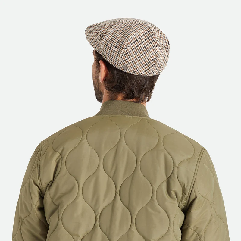 Casquette Plate Pied-de-Poule Hooligan blanc cassé-sable BRIXTON