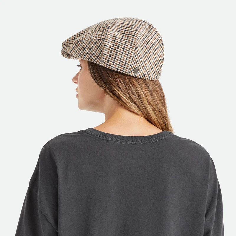 Casquette Plate Pied-de-Poule Hooligan blanc cassé-sable BRIXTON