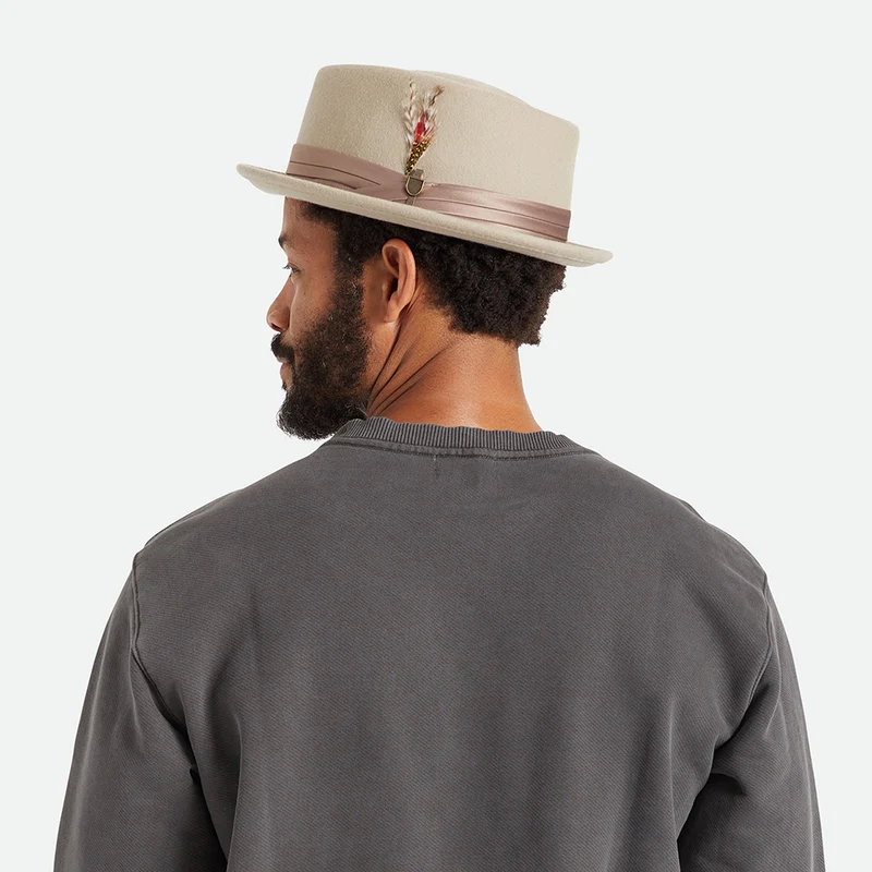 Chapeau Pork Pie en Laine Feutrée Stout beige BRIXTON